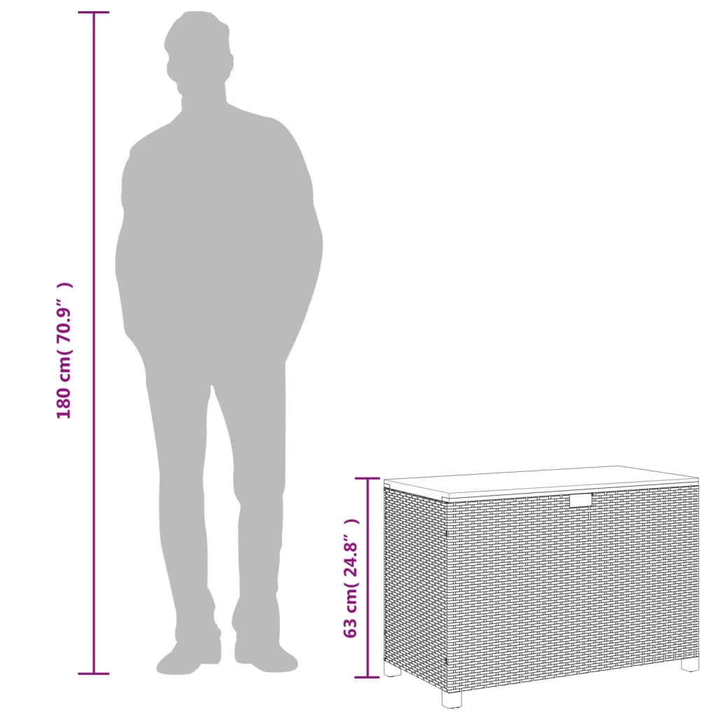 vidaXL Záhrad. úložný box béžový 110x55x63 cm polyratan akáciové drevo
