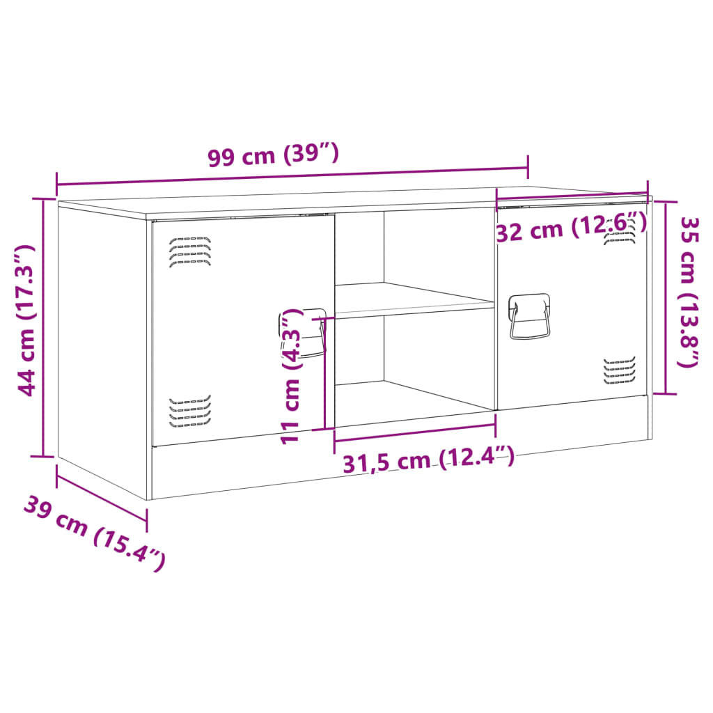 vidaXL TV skrinka biela 99x39x44 cm oceľ