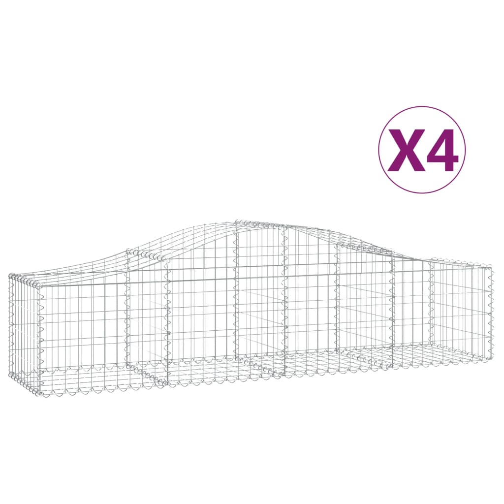 vidaXL Oblúkové gabionové koše 4 ks 200x50x40/60 cm pozink. železo