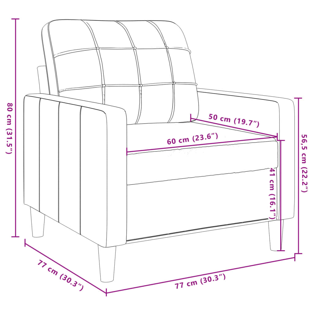 vidaXL Kreslo modré 60 cm zamat