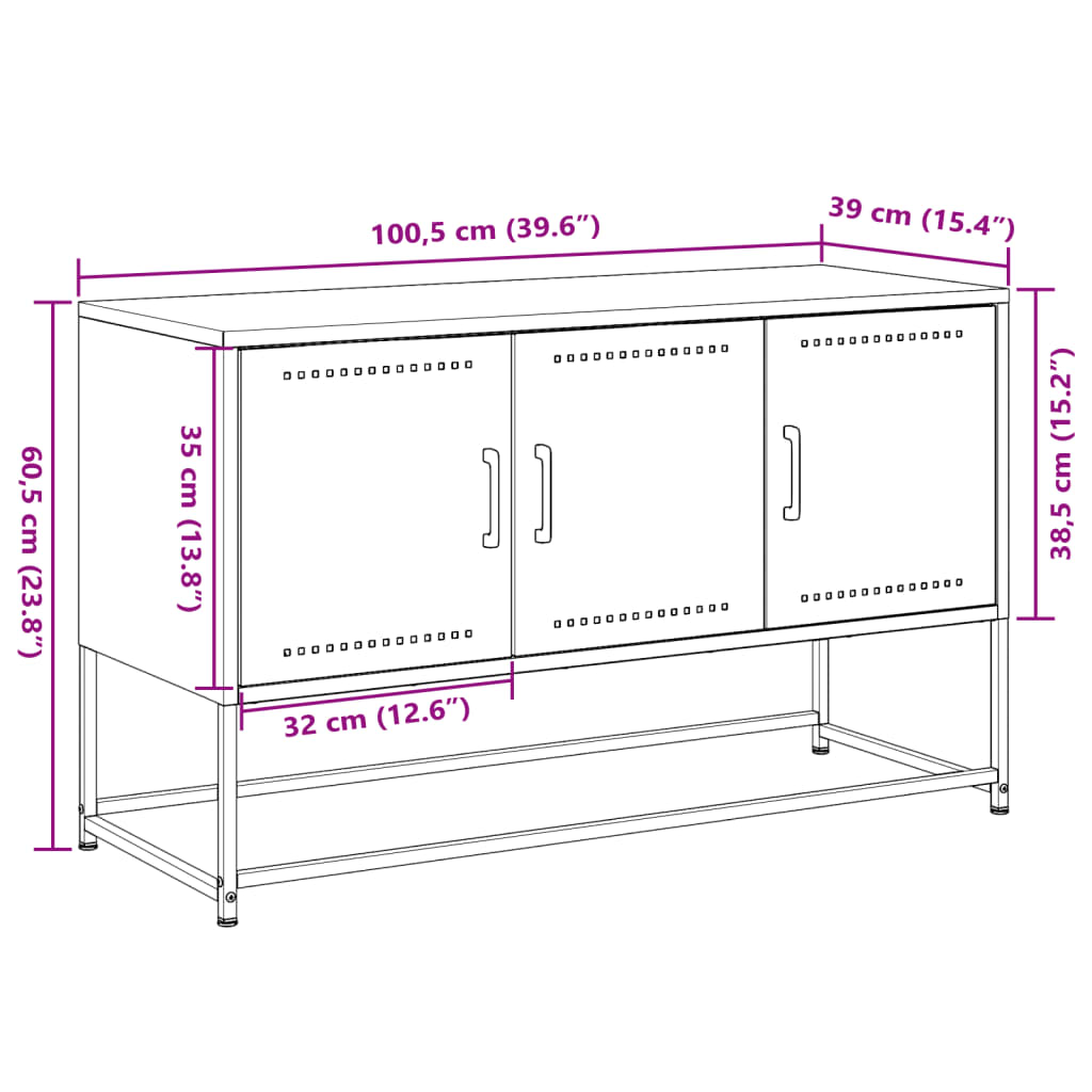 vidaXL TV skrinka antracitová 100,5x39x60,5 cm oceľ