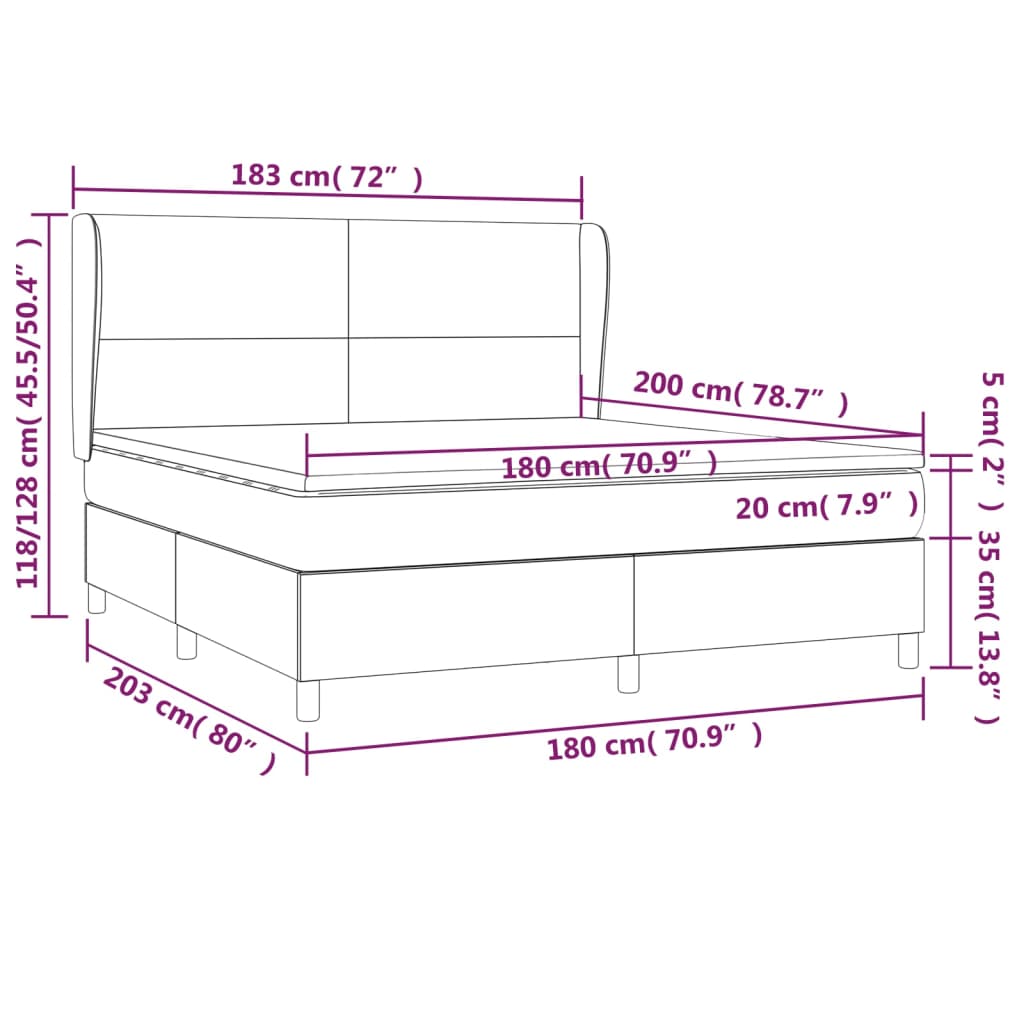 vidaXL Posteľný rám boxspring s matracom čierny 180x200 cm zamat