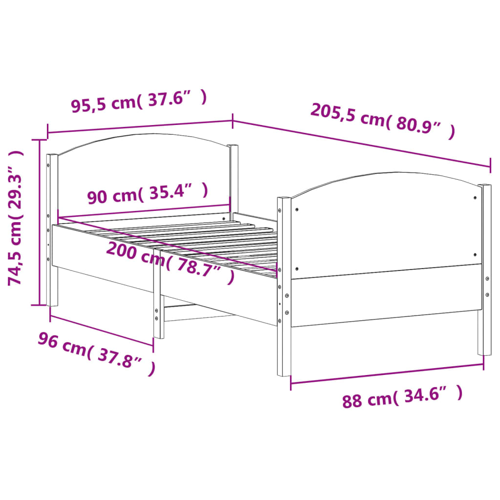 vidaXL Posteľ bez matraca biely 150x200 cm masívna borovica