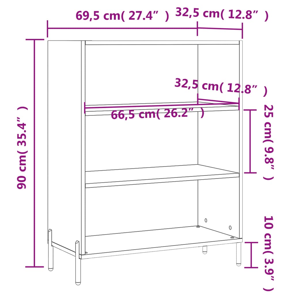 vidaXL Poličková skrinka biela 69,5x32,5x90 cm kompozitné drevo