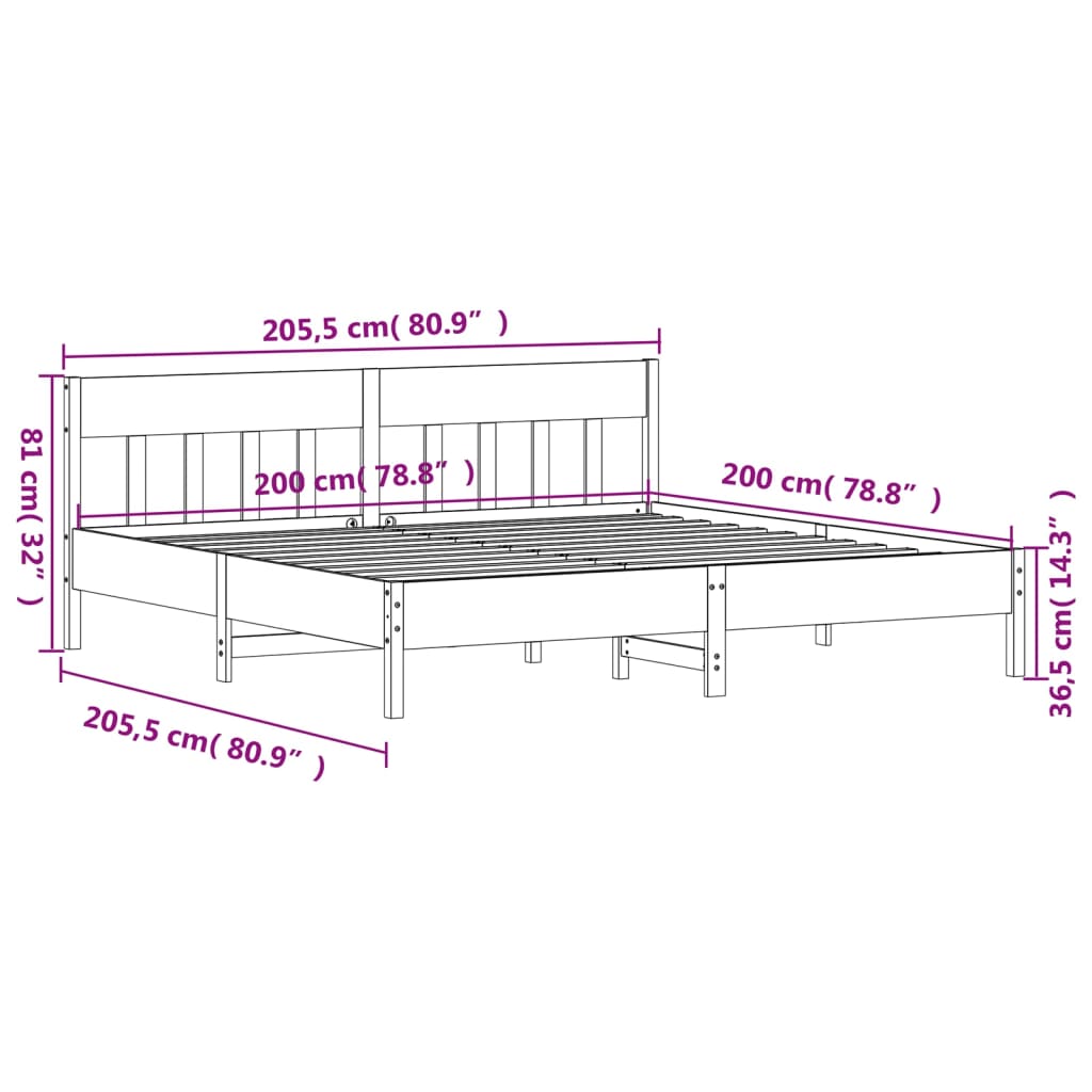 vidaXL Posteľ bez matraca biela 200x200 cm masívna borovica