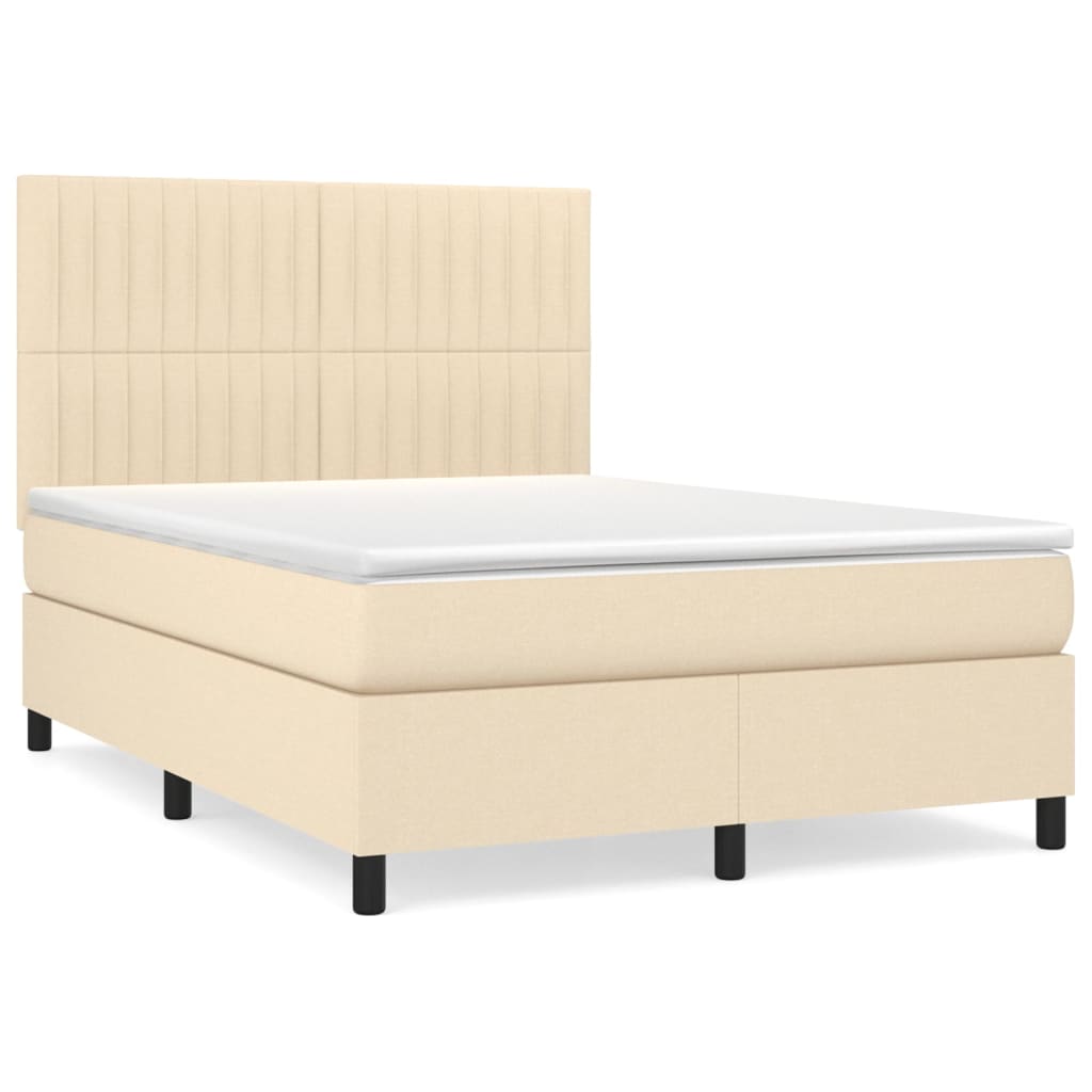 vidaXL Boxspring posteľ s matracom krémový 140x190 cm látka