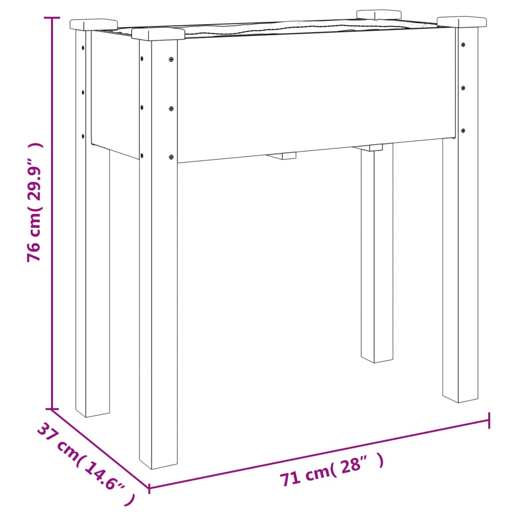 vidaXL Kvetináč s kolieskami a vložkou 71x37x80 cm, jedľový masív