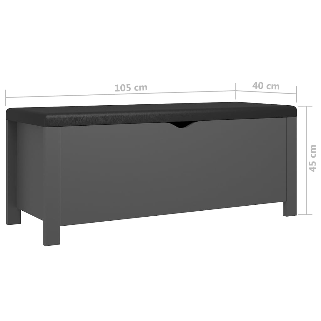 vidaXL Úložný box+podložka, sivý 105x40x45 cm, kompozitné drevo