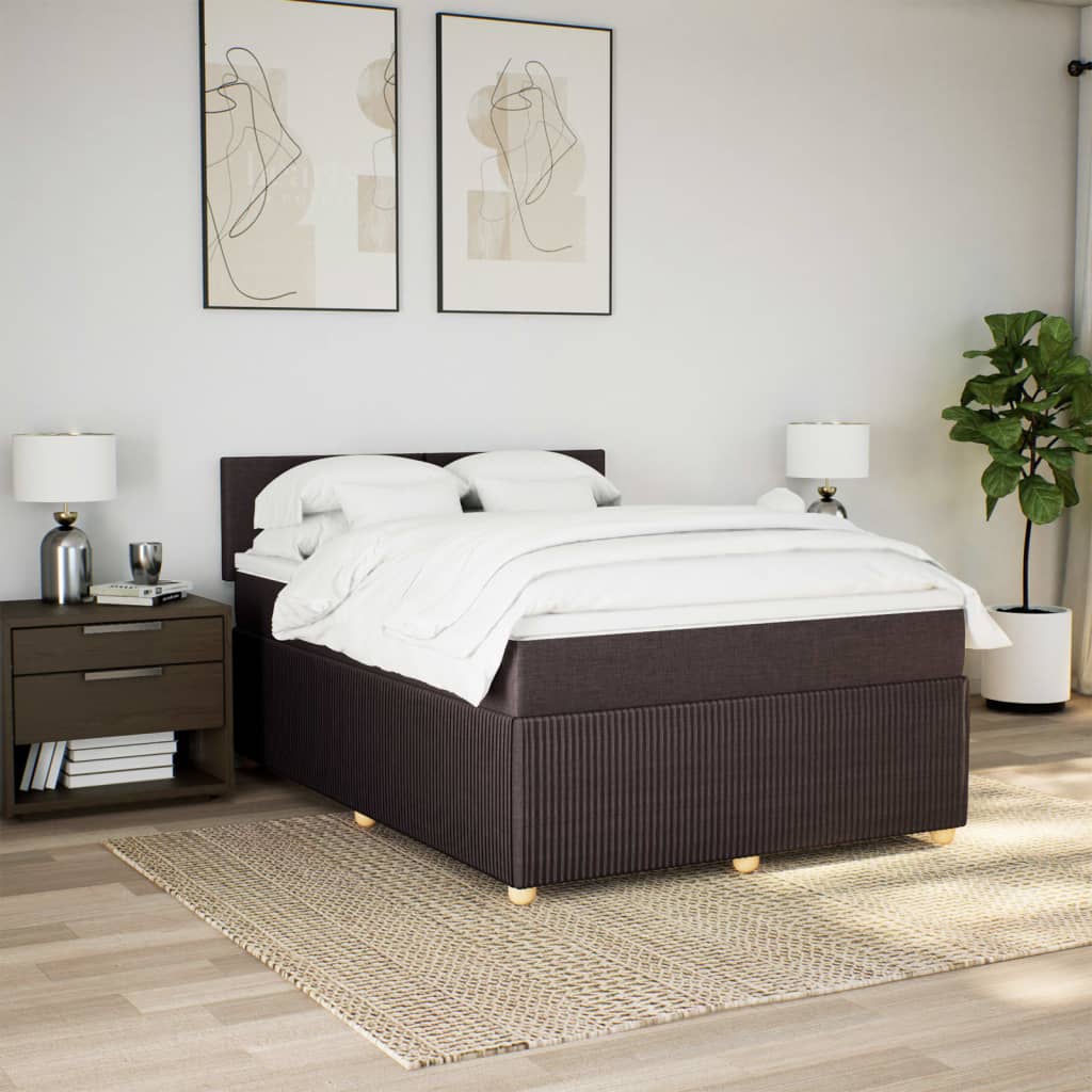 vidaXL Boxspring posteľ s matracom tmavohnedá 140x200 cm látka