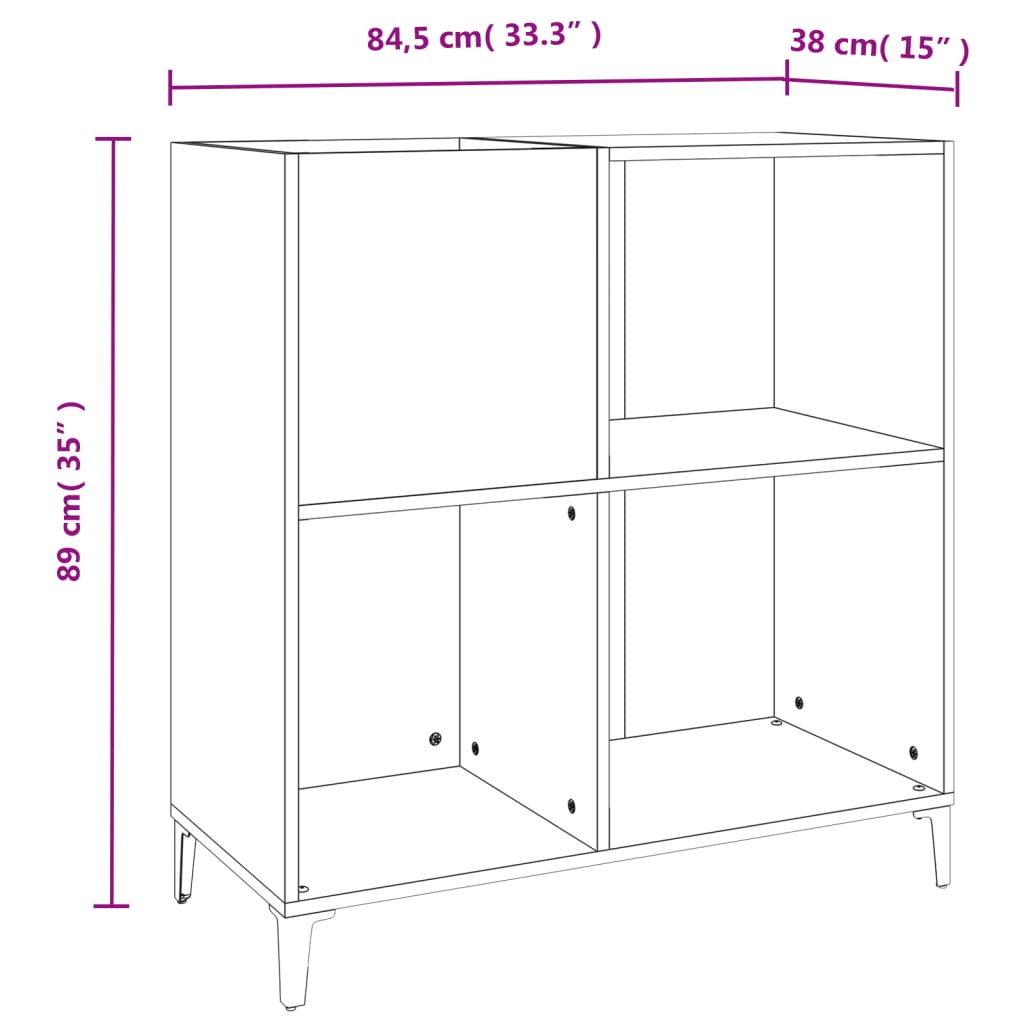 vidaXL Skrinka na platne hnedý dub 84,5x38x48 cm kompozitné drevo