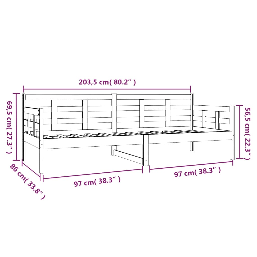 vidaXL Denná posteľ biela masívna borovica 80x200 cm