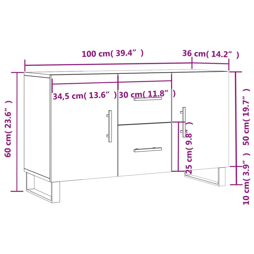 vidaXL Komoda, lesklá biela 100x36x60 cm, kompozitné drevo