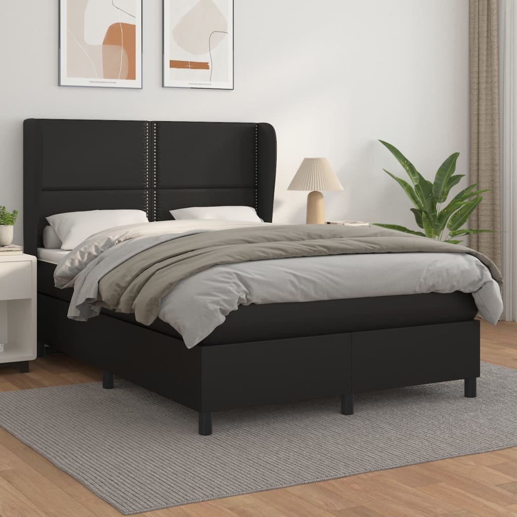 vidaXL Boxspring posteľ s matracom čierna 140x200 cm umelá koža