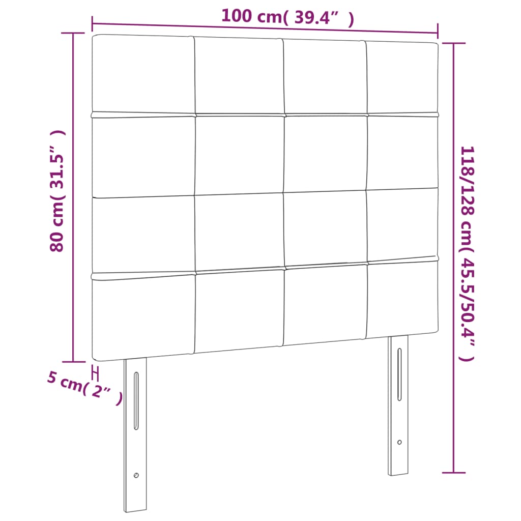 vidaXL Čelo postele s LED tmavomodré 100x5x118/128 cm zamat