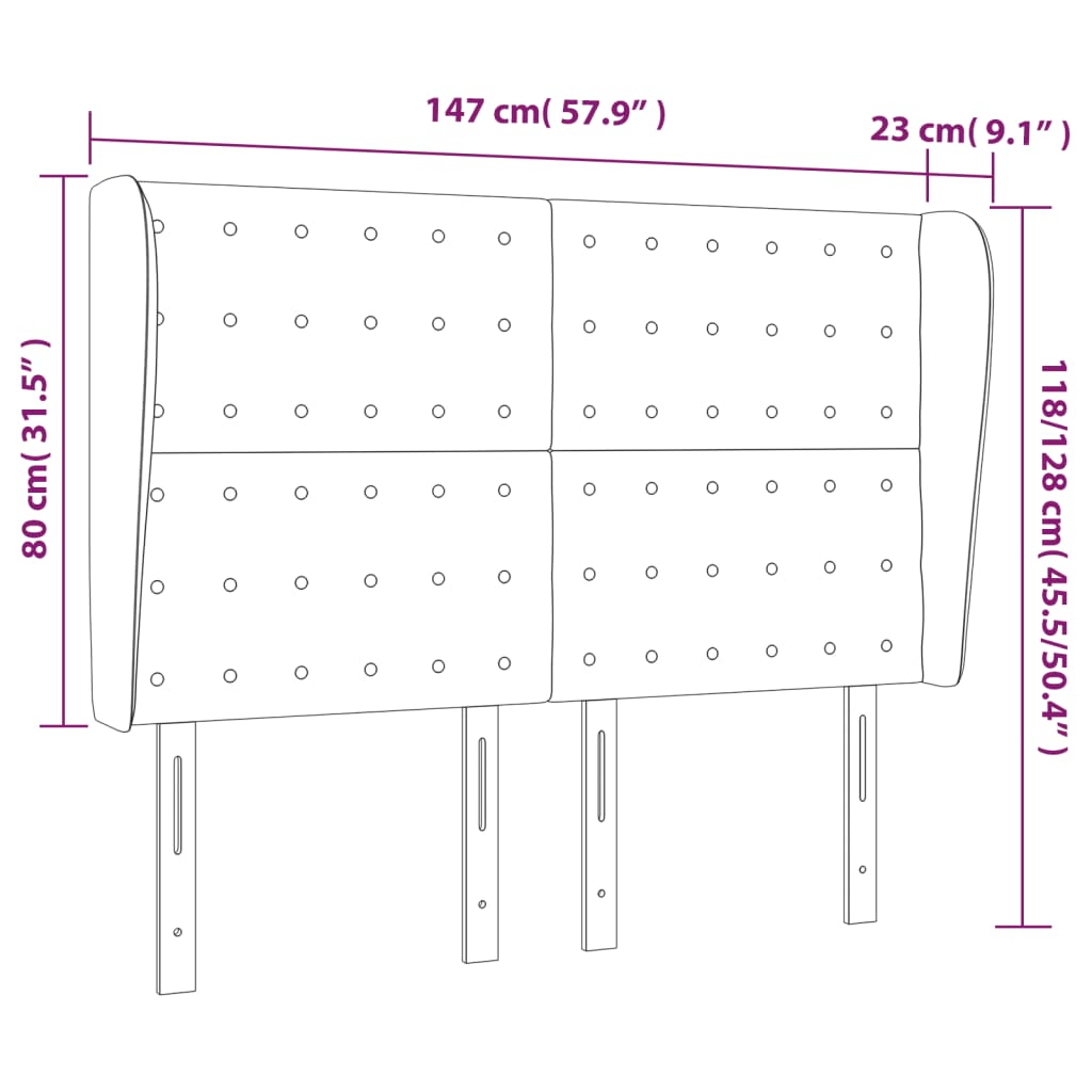 vidaXL Čelo postele so záhybmi tmavosivé 147x23x118/128 cm látka