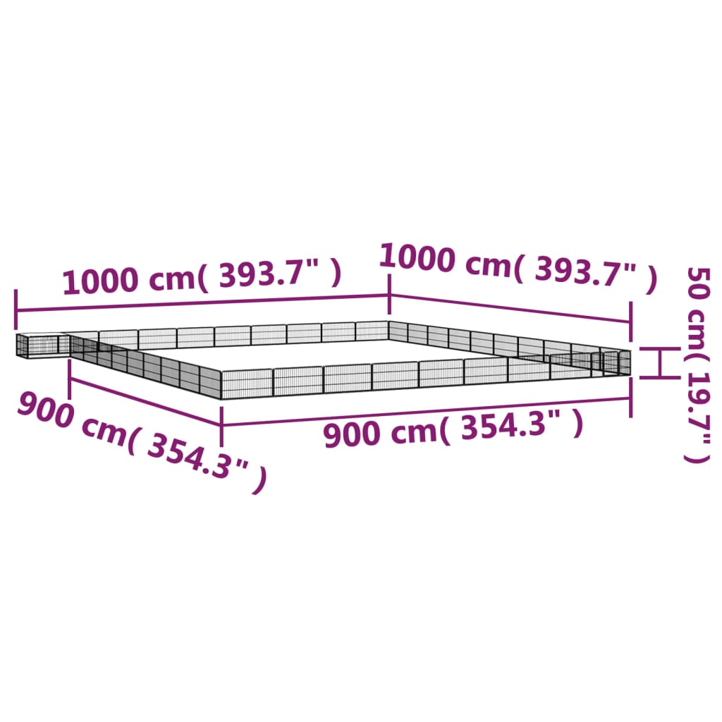 vidaXL Ohrádka pre psov 40 panelov čierna 100x50 cm práškovaná oceľ