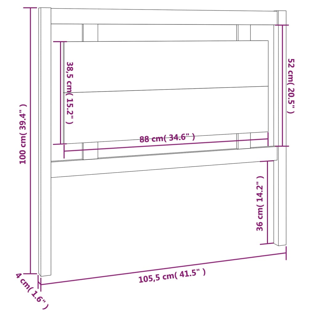 vidaXL Čelo postele sivé 105,5x4x100 cm masívna borovica