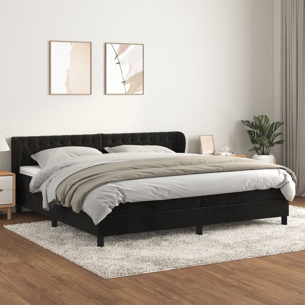 vidaXL Posteľný rám boxspring s matracom čierny 200x200 cm zamat