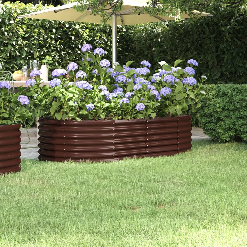 vidaXL Vyvýšený záhradný záhon práškovaná oceľ 152x80x36 cm hnedý