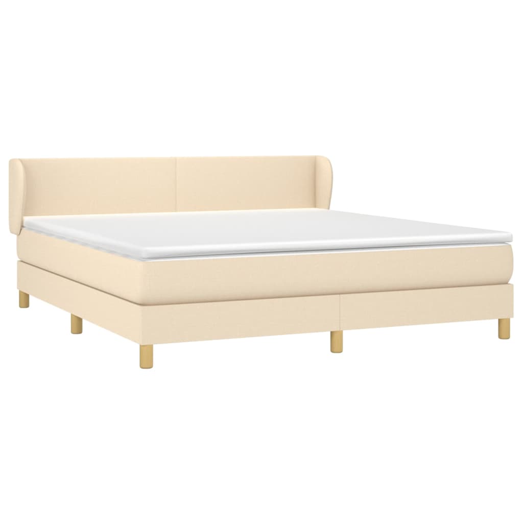 vidaXL Posteľný rám boxspring s matracom krémový 160x200 cm látka