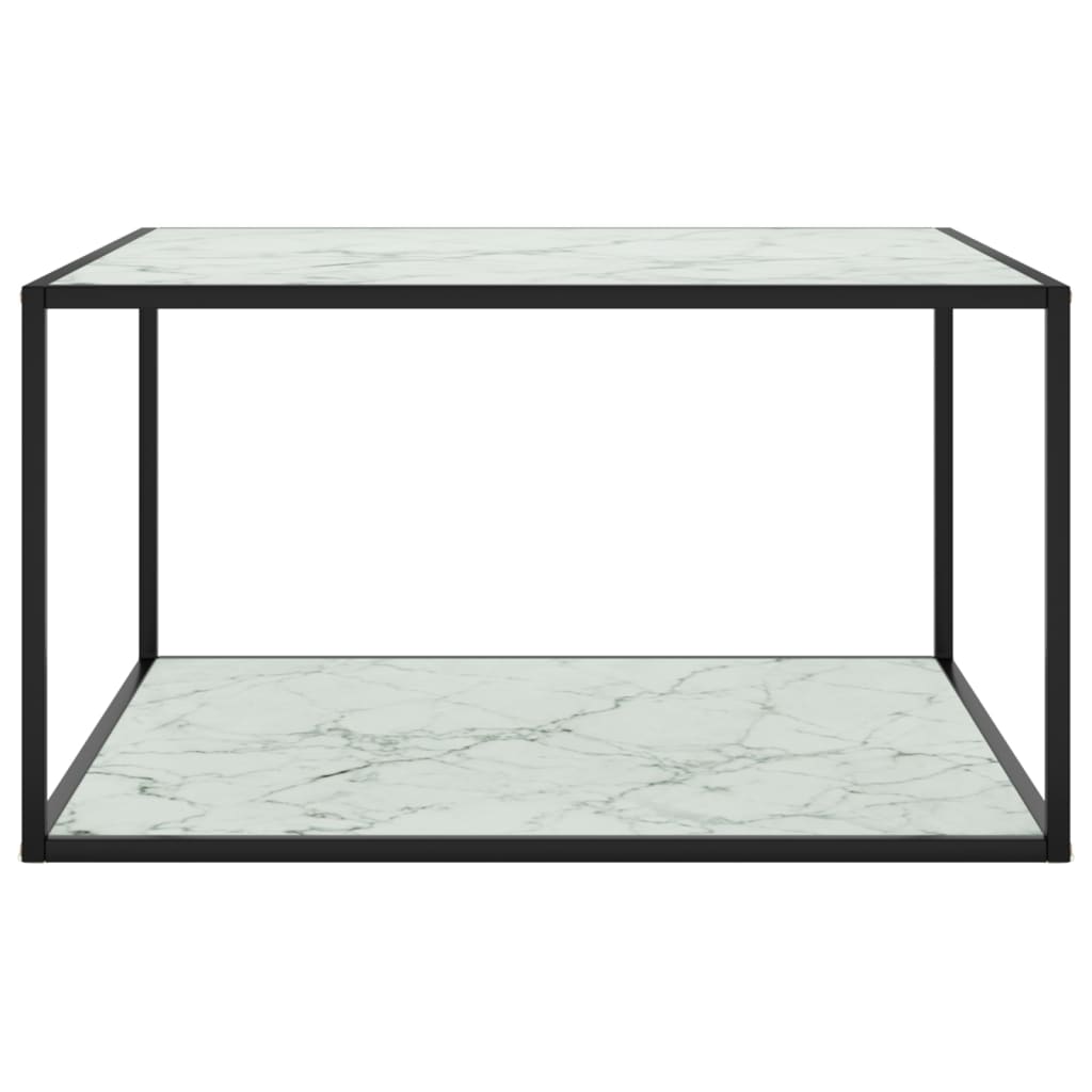 vidaXL Konferenčný stolík, čierny, biele mramorové sklo 90x90x50 cm
