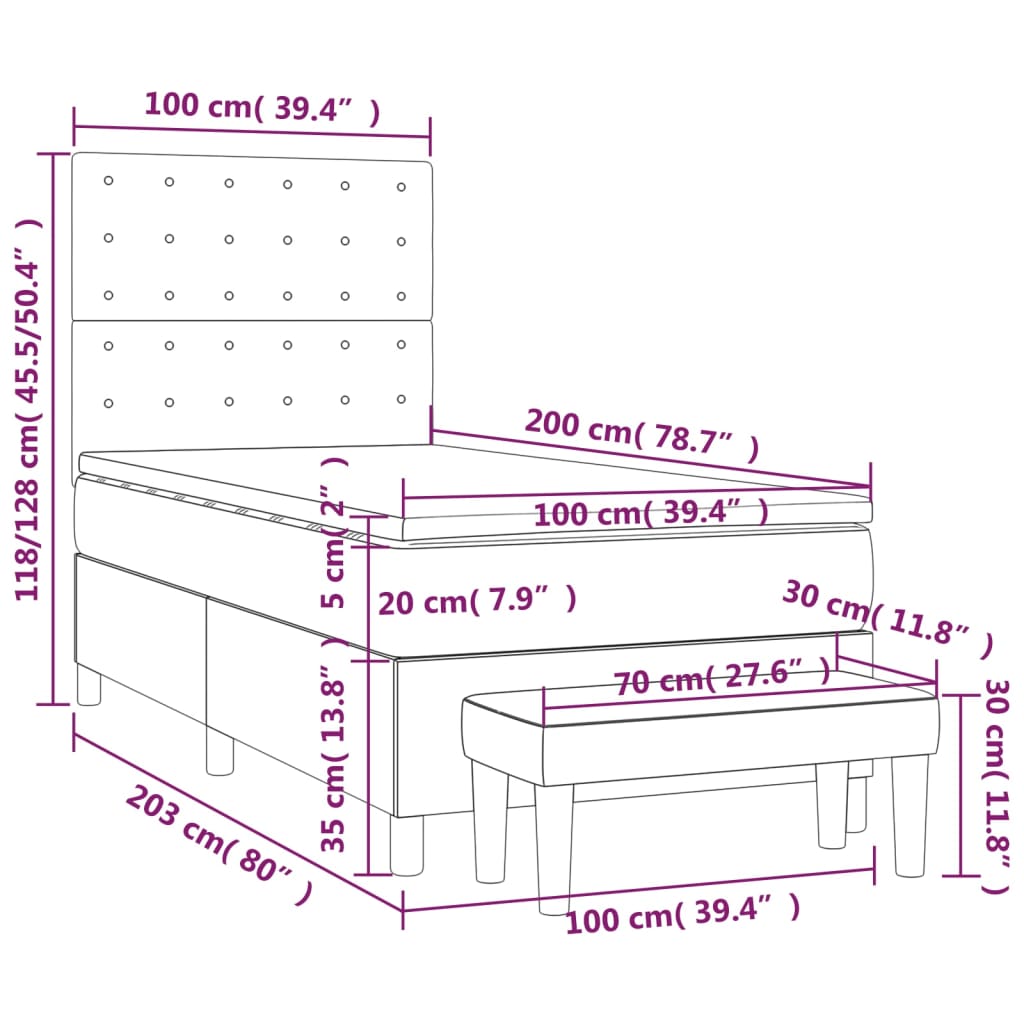 vidaXL Boxspring posteľ s matracom čierna 100x200 cm látka