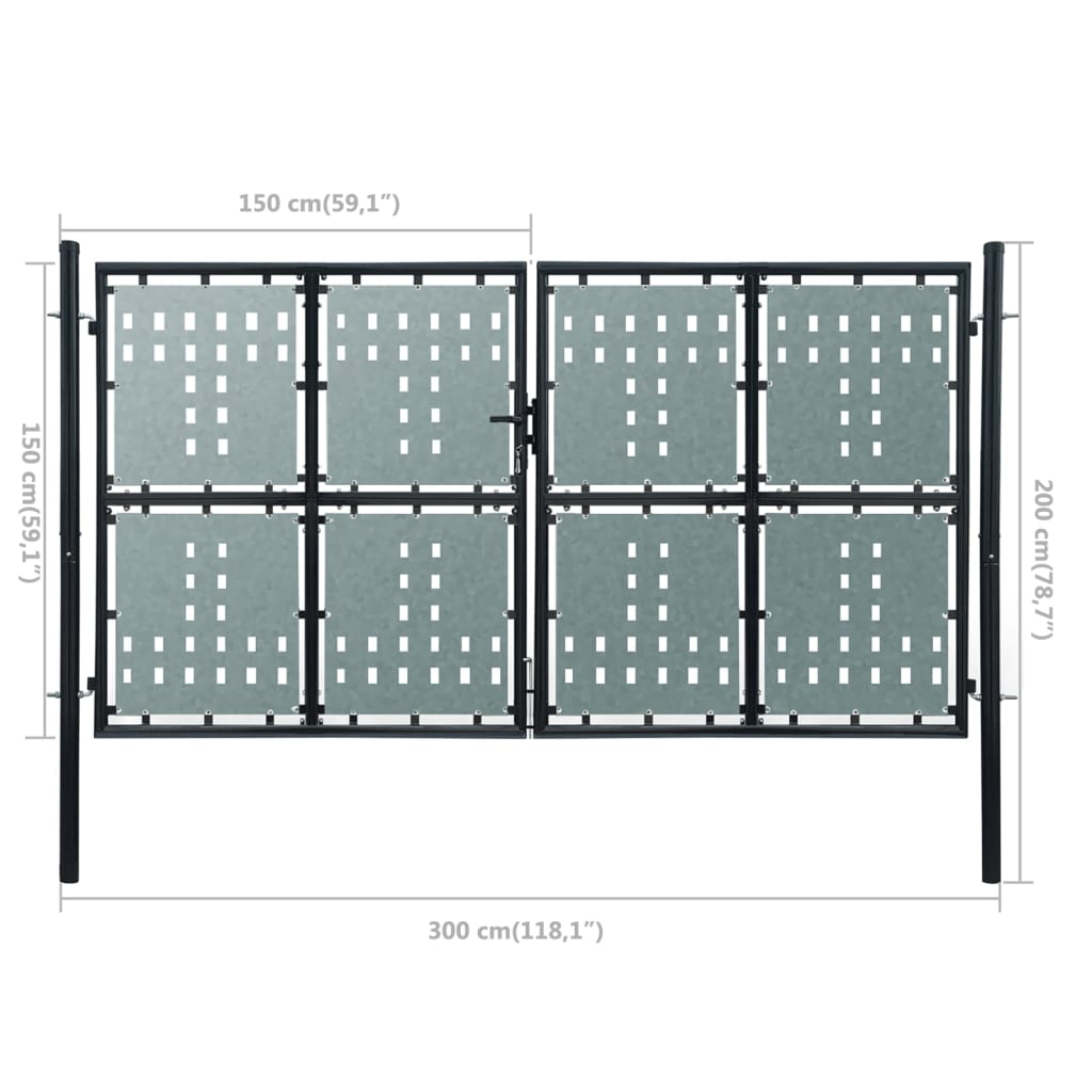 vidaXL Čierna jednokrídlová plotová brána 300x200 cm