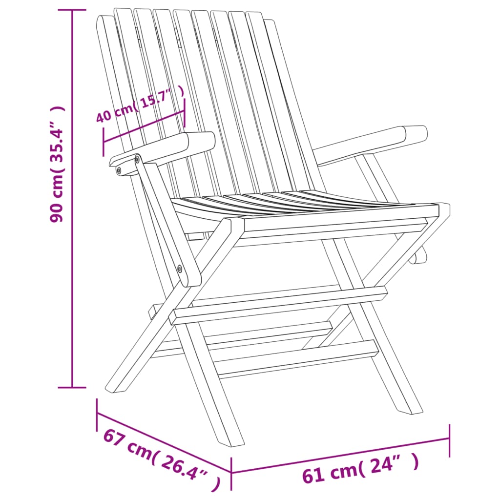 vidaXL Skladacie záhradné stoličky 6 ks 61x67x90 cm tíkový masív