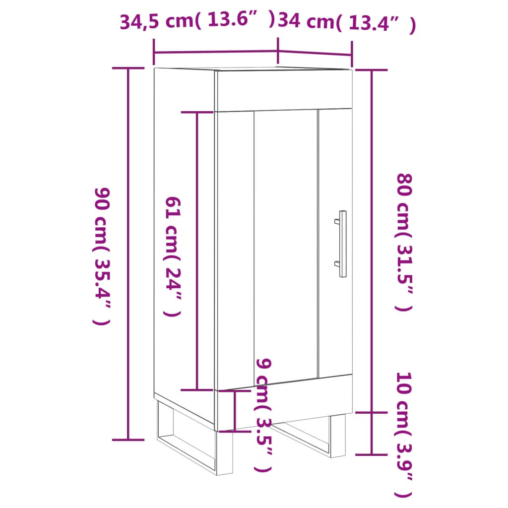 vidaXL Komoda čierna 34,5x34x90 cm spracované drevo