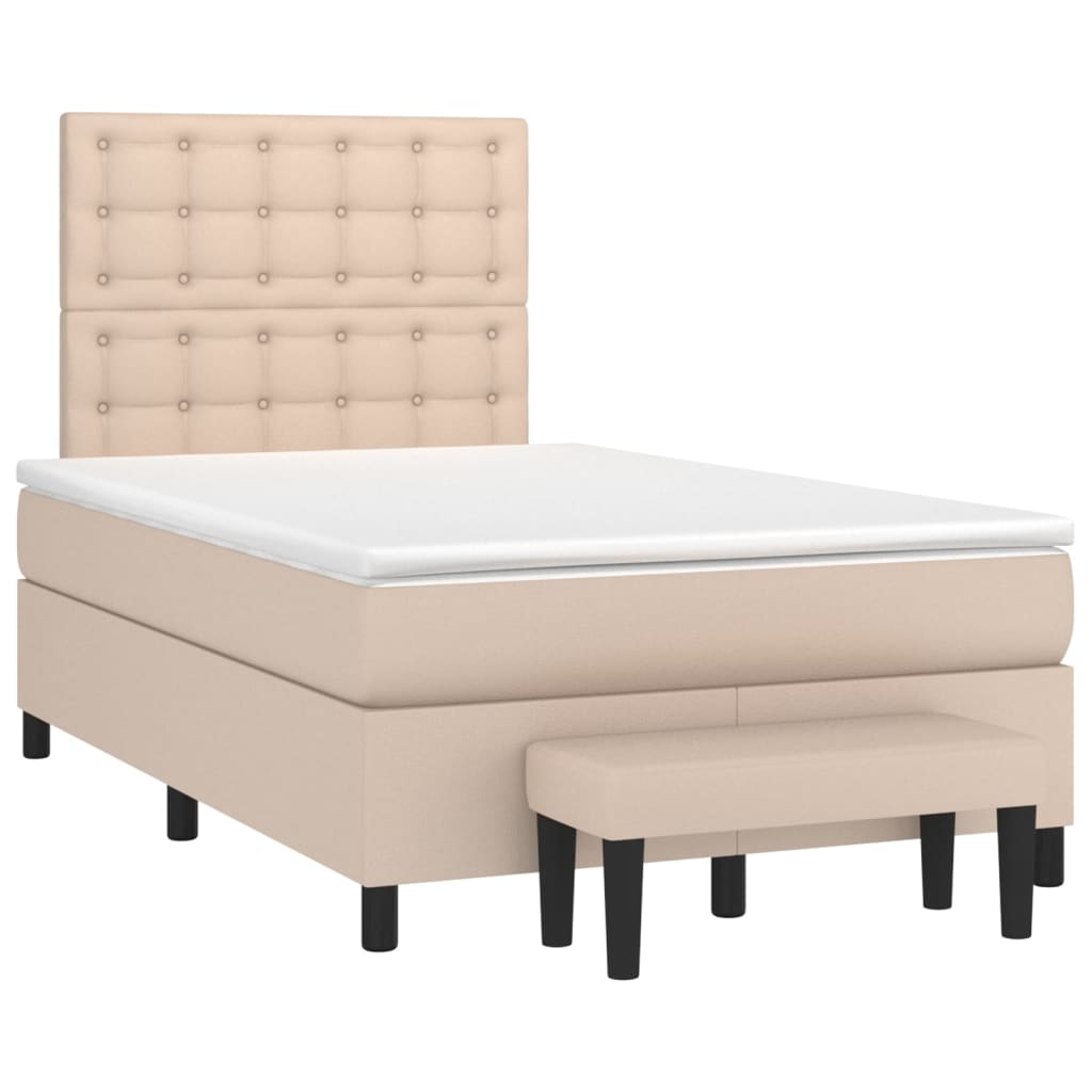 vidaXL Boxspring posteľ s matracom kapučínová 120x200 cm umelá koža