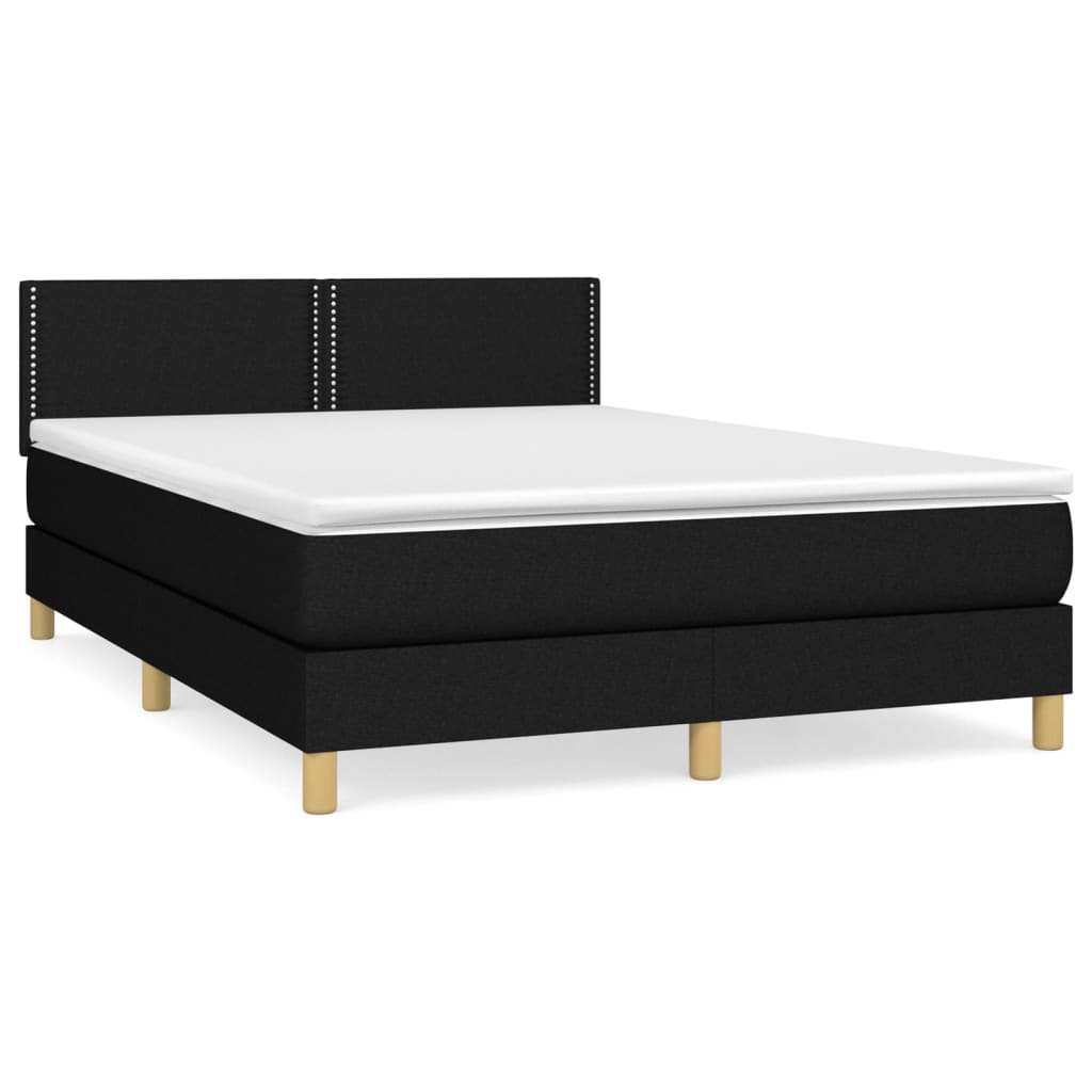 vidaXL Posteľný rám boxspring s matracom čierny 140x200 cm látka