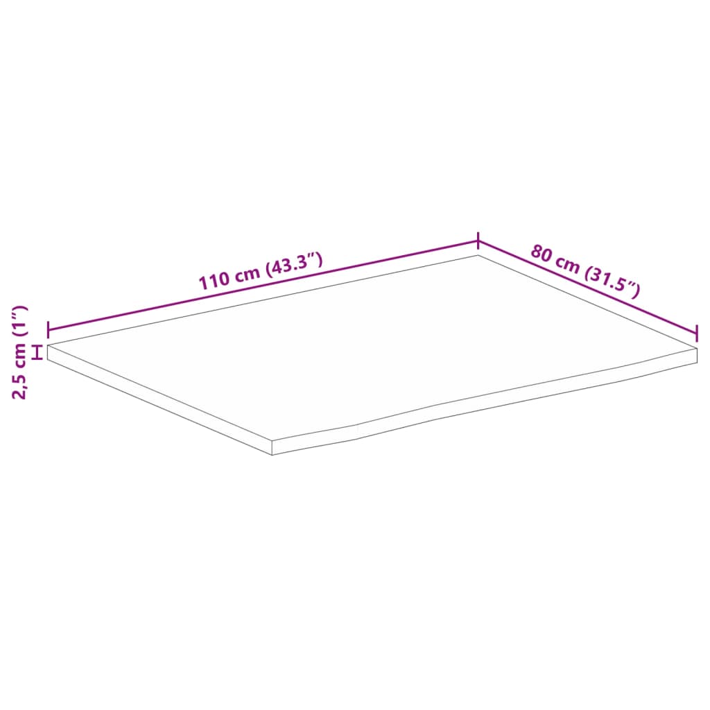 vidaXL Stolová doska 110x80x2,5 cm živý okraj masívny mangovník