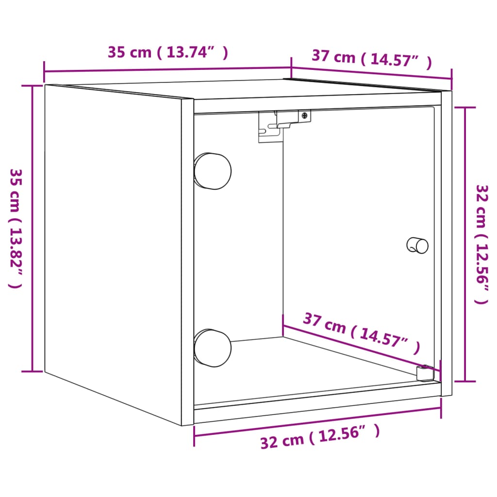 vidaXL Nočné skrinky so sklenenými dverami 2 ks dymový dub 35x37x35 cm