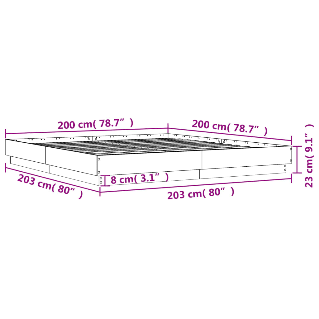 vidaXL Posteľný rám dub sonoma 200x200 cm kompozitné drevo