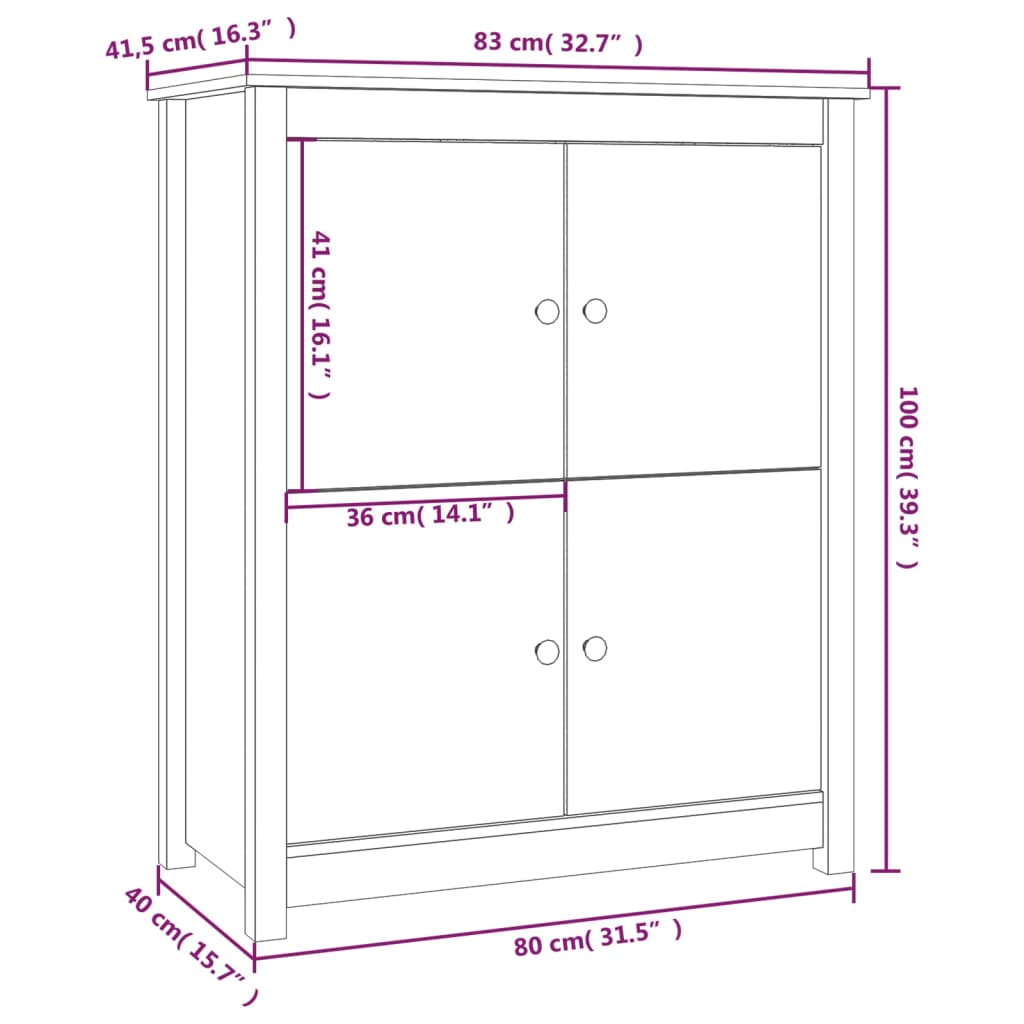 vidaXL Komoda 83x41,5x100 cm borovicový masív