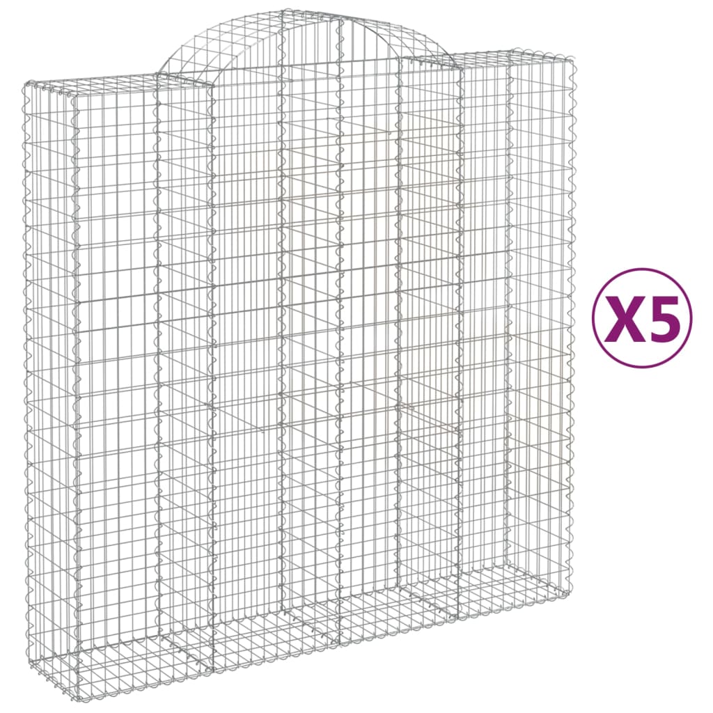 vidaXL Oblúkový gabionový kôš 5 ks 200x50x200/220cm pozinkované železo