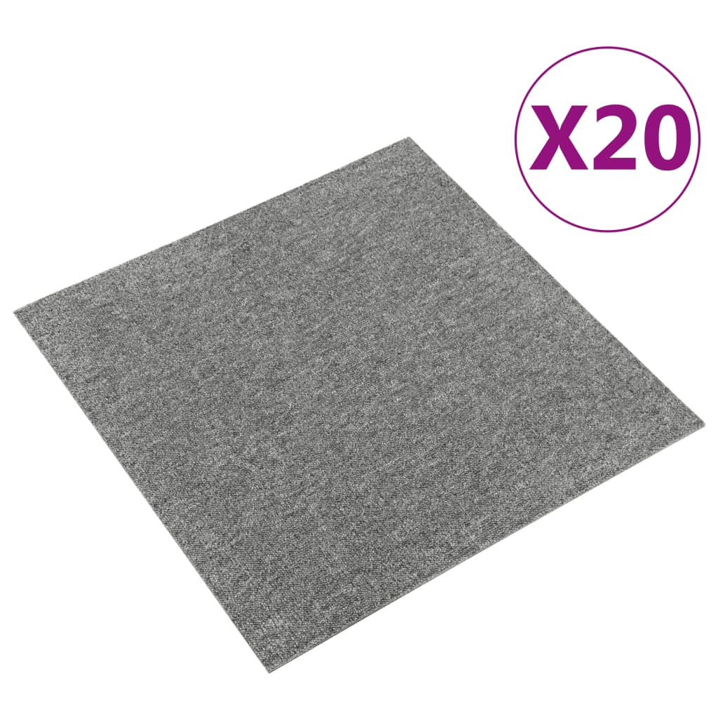 vidaXL Kobercové podlahové dlaždice 20 ks 5 m² 50x50 cm sivé