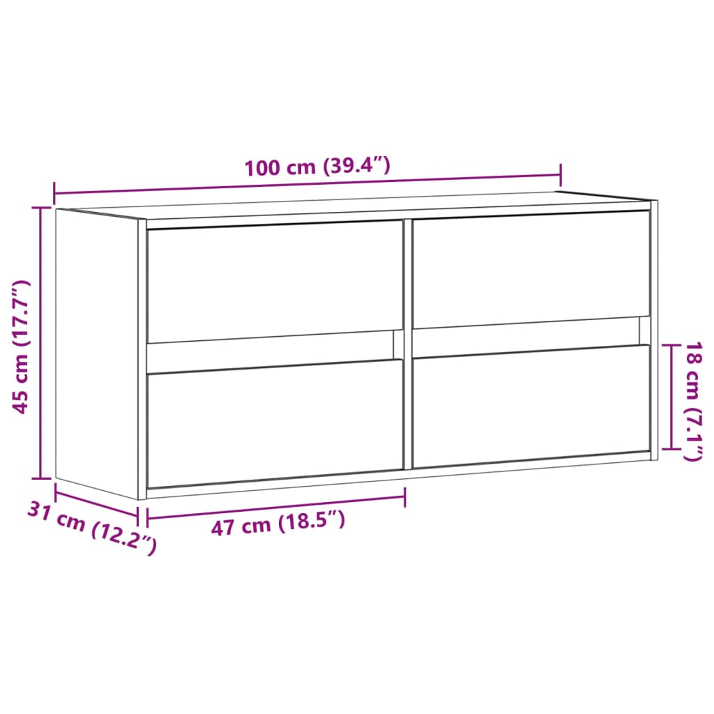 vidaXL TV nástenná skrinka s LED svetlami dub sonoma 100x31x45 cm