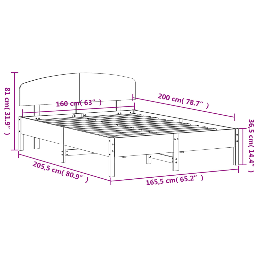 vidaXL Posteľ bez matraca biela 160x200 cm masívna borovica