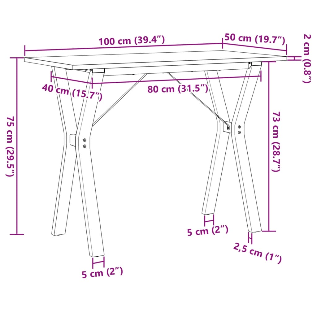 vidaXL Jedálenský stolík v tvare Y 100x50x75 cm borovica a liatina