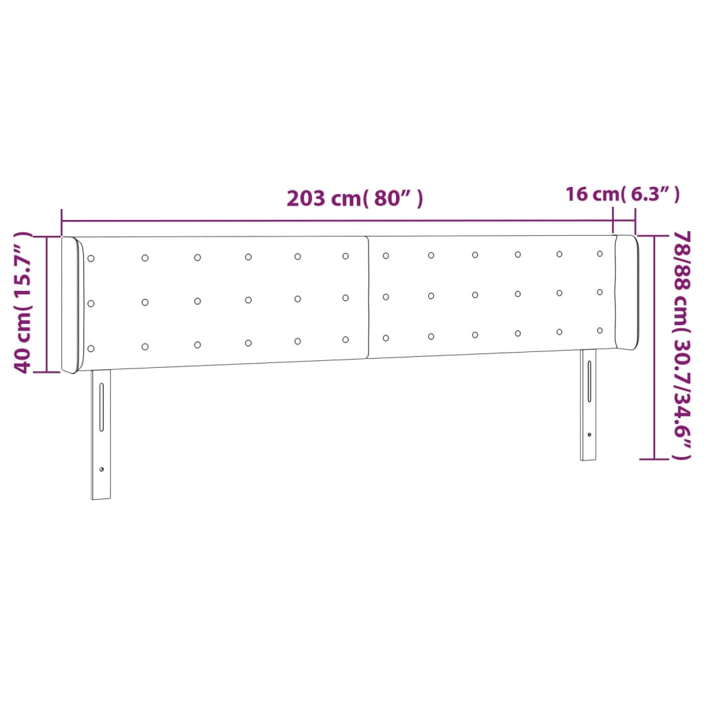 vidaXL Čelo postele so záhybmi ružový 203x16x78/88 cm zamat