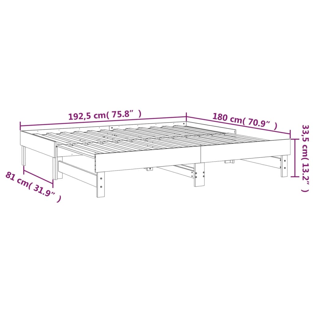 vidaXL Rozkladacia denná posteľ medová 2x(90x200) cm borovicový masív