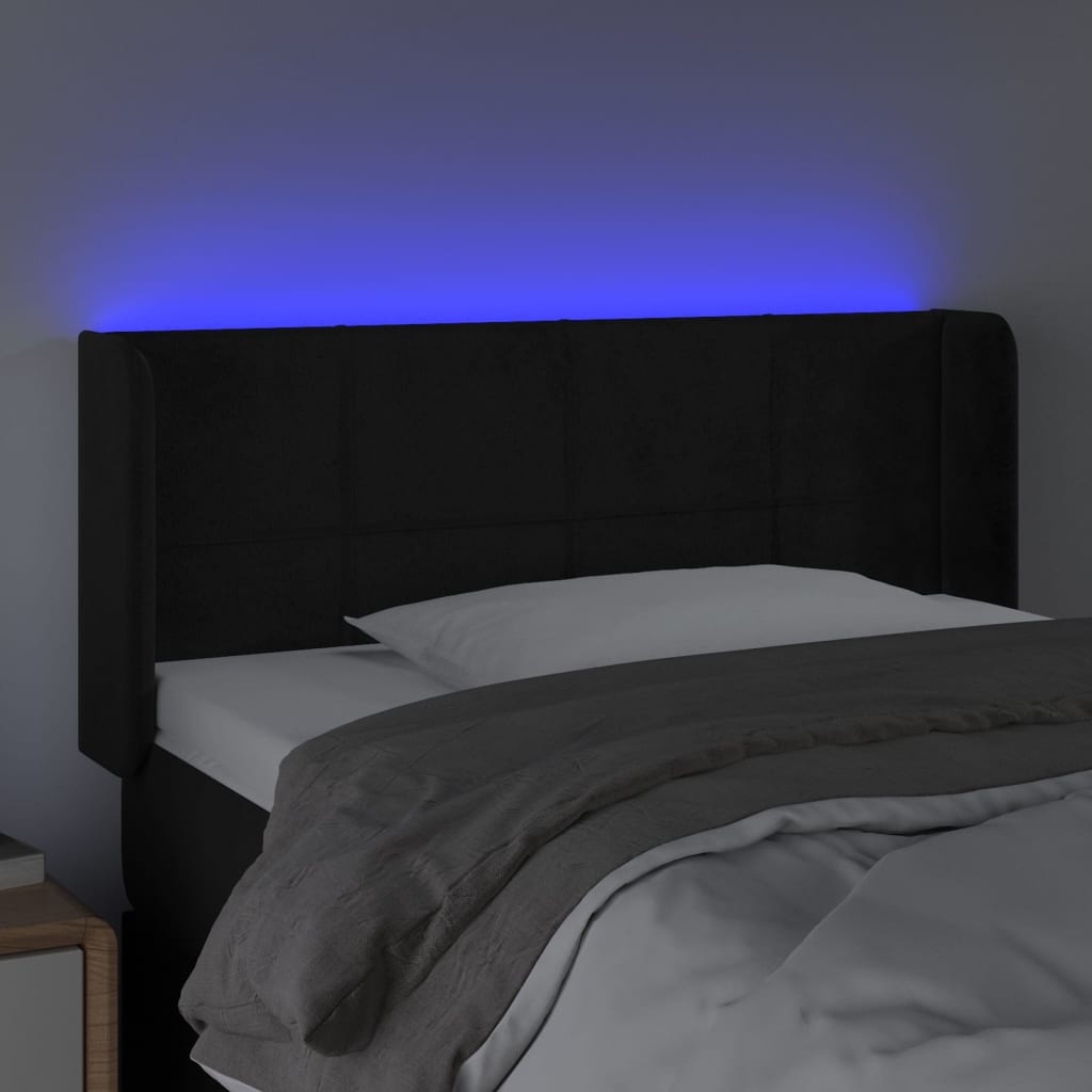 vidaXL Čelo postele s LED čierne 93x16x78/88 cm zamat