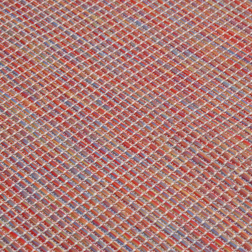vidaXL Vonkajší koberec s plochým tkaním 140x200 cm červený