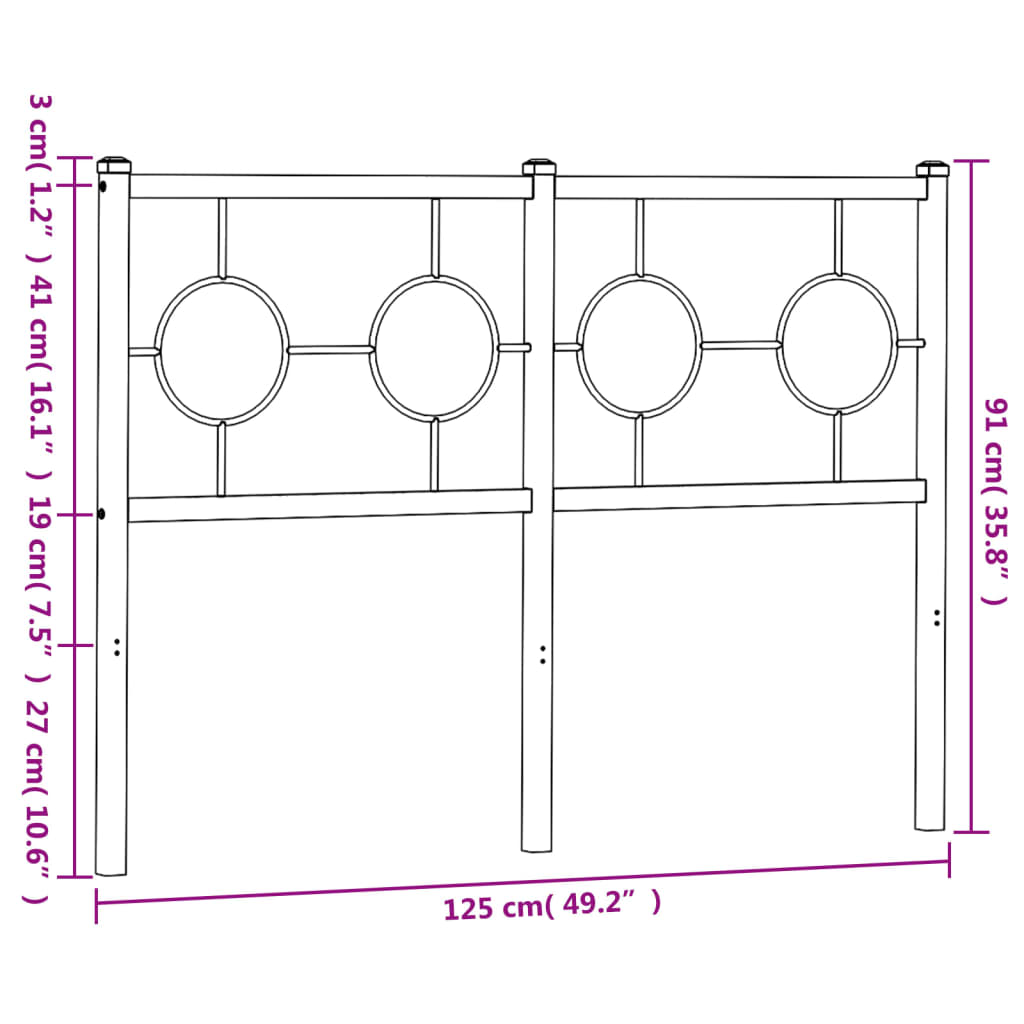 vidaXL Kovové čelo postele čierne 120 cm