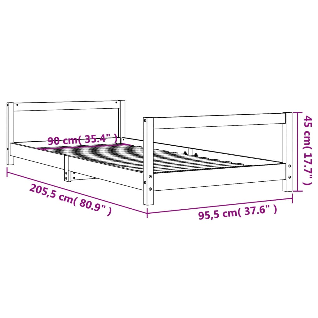 vidaXL Rám detskej postele 90x200 cm masívna borovica