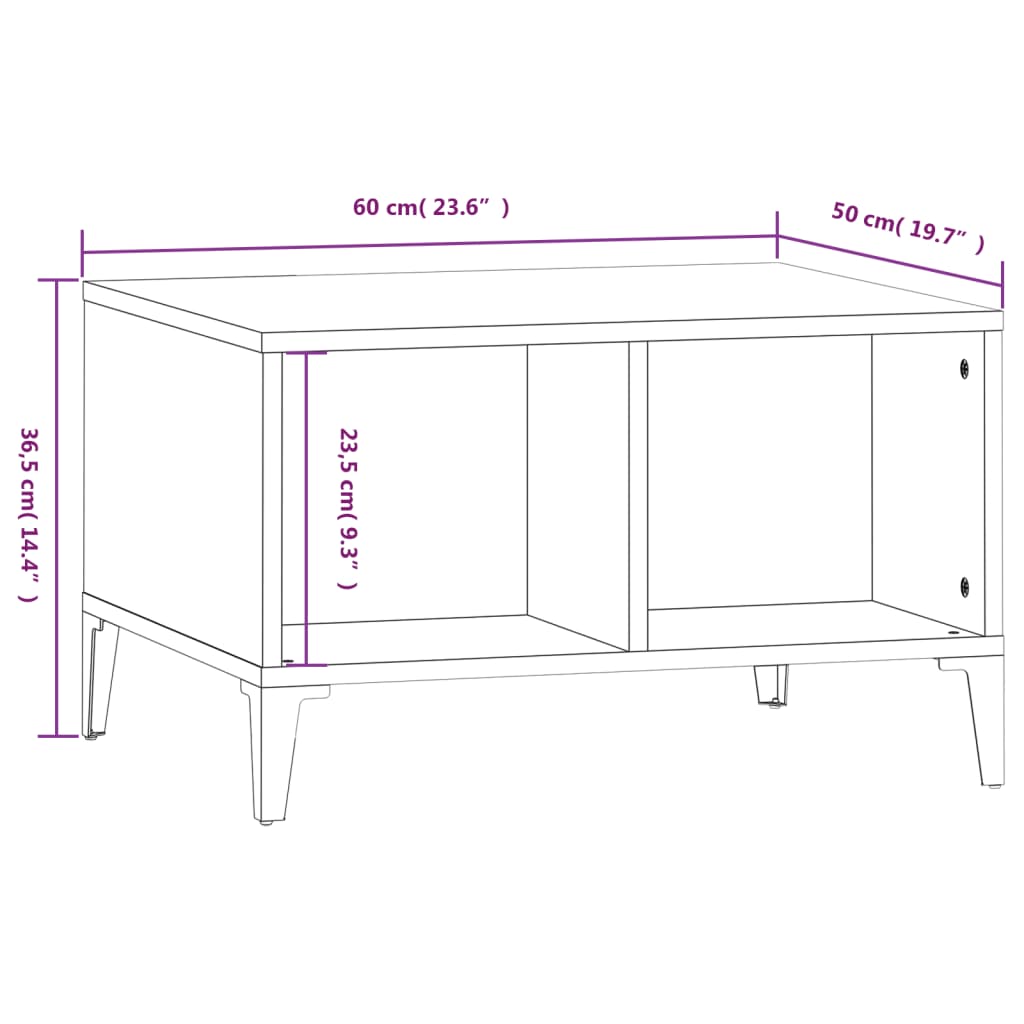 vidaXL Konferenčný stolík dub sonoma 60x50x36,5 cm spracované drevo