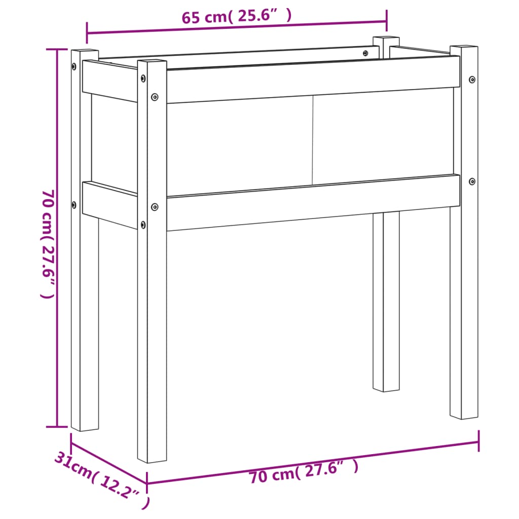 vidaXL Záhradný kvetináč s nohami 70x31x70 cm masívna borovica