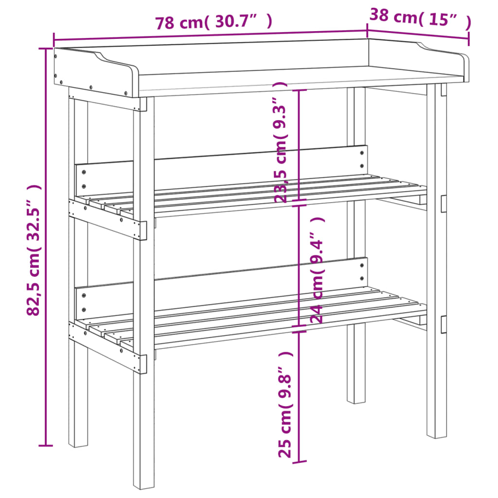 vidaXL Stôl na rastliny s policou sivý 78x38x82,5 cm masívna jedľa