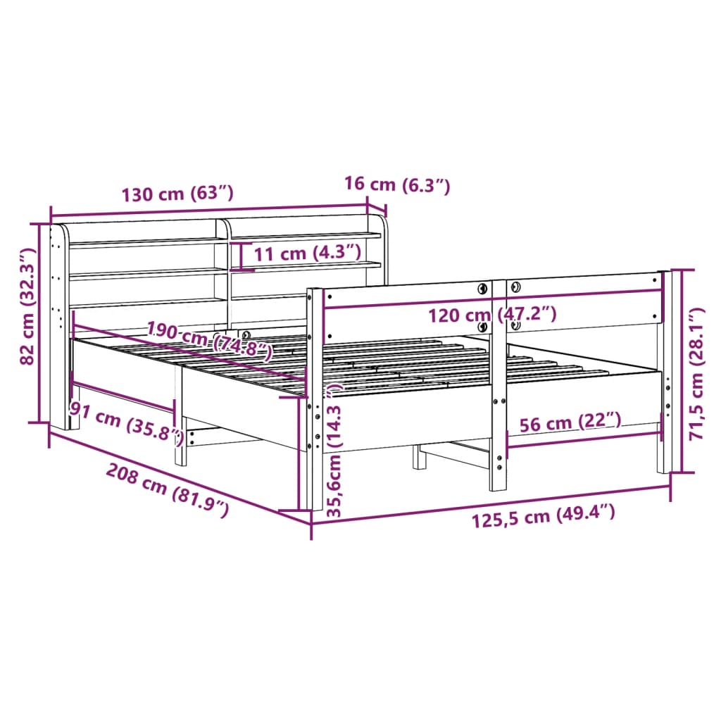 vidaXL Posteľ bez matraca biela 120x190 cm masívna borovica